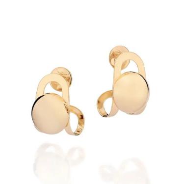 Imagem de Brincos rommanel banhado ouro 3x 24k 18k e 22k feminino meia argola es