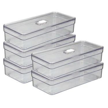 Imagem de Kit 5 Organizadores Retangular Transparente Baixo Resistente - PLASTUT