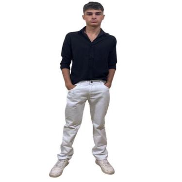 Imagem de Calça Branca Tradicional Masculina Adulto - Wju Jeans, 42, Branco