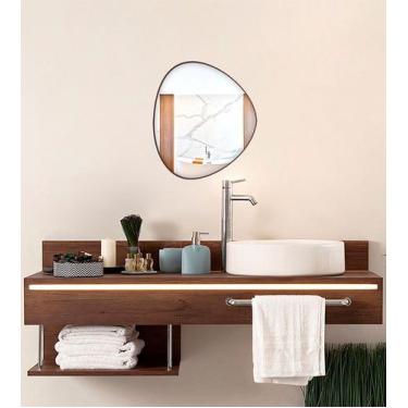 Imagem de Espelho Decorativo Orgânico com Moldura em Couro Diversas cores - Lope