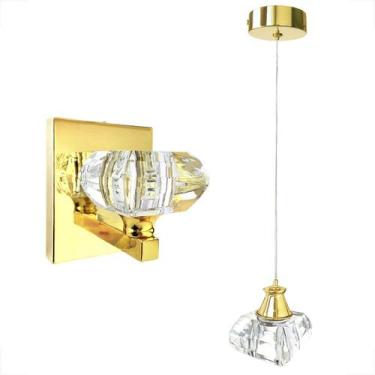 Imagem de Pendente Arandela De Cristal K9 Para Cabeceira Dourado G9 - Acienda