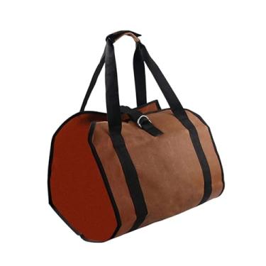 Imagem de Generic Bolsa de transporte de lenha Bolsa de grande capacidade para lareira Suporte de madeira Bolsa de armazenamento de toras para acampamento Caminhadas, Marrom