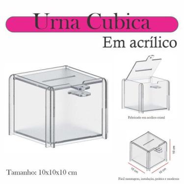 Imagem de Urna Acrílico Sorteio Caixa Sugestões Cubo Cofre 10 X 10 Cm - Indústri