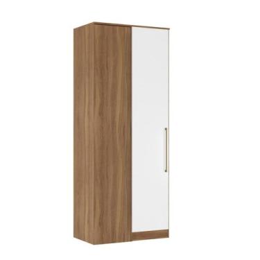 Imagem de Armário Canto 1 Porta com Maleiro Tóquio Amêndola/Branco para Quarto -