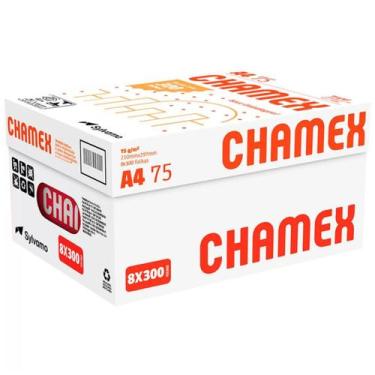Imagem de Papel sulfite A4 75g 210x297 Com 8 Pacotes Cx. 2400 folhas Chamex