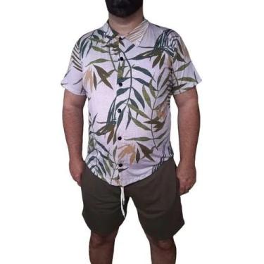 Imagem de Conjunto Masculino Plus Size Estampado Camisa ShortS - Execução Jeans,