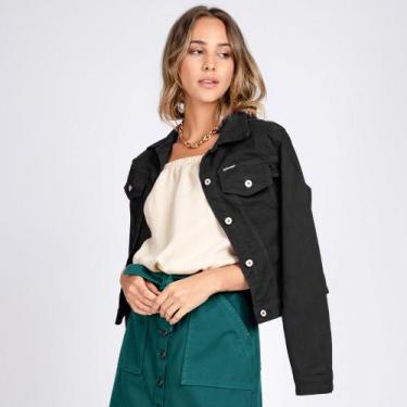 Imagem de Jaqueta Jeans tipo Moletom Clássica Várias Cores - Bloom, Preto, 42