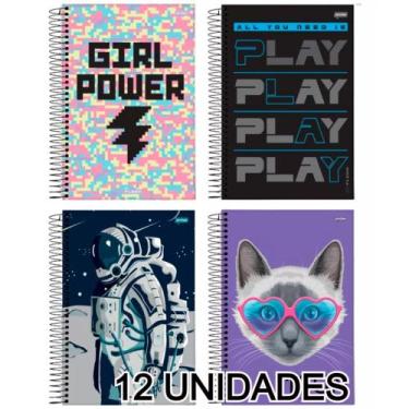 Imagem de Kit 12 Cadernetas Espiral 96 Folhas Modelo On Fleek 1/8 Capa Flexível 