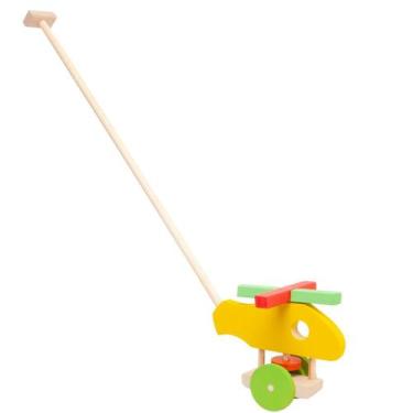 Imagem de Helicóptero Puxar Rola Brinquedo Pedagógico Lúdico Madeira - Parcinhas