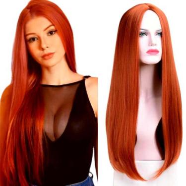 Imagem de Peruca Wig 100% Orgânica Pode Pranchar Super Natural Lisa Ruiva - WENG