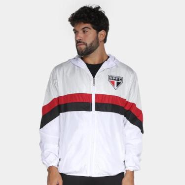Imagem de Jaqueta Corta-Vento São Paulo Print Masculina - Branco+Vermelho - SPR,