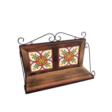 Imagem de Prateleira de Parede Ferro e Madeira Rustica Com 2 Ladrilho - Geral
