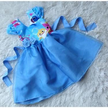 Imagem de Vestido Infantil Tule  Temático Baby Shark Azul - aurea, M