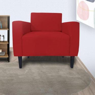 Imagem de Poltrona Estofada Para Sala de Espera Leticia Slim Suede Vermelho - LM