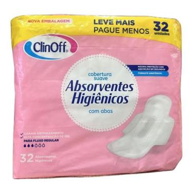 Imagem de Absorventes Higiênicos Cobertura Suave Com Abas 32 Unidades ClinOff