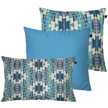Imagem de Kit com 3 Almofadas Jacquard Tripolli Nilo Azul - FASTLAR