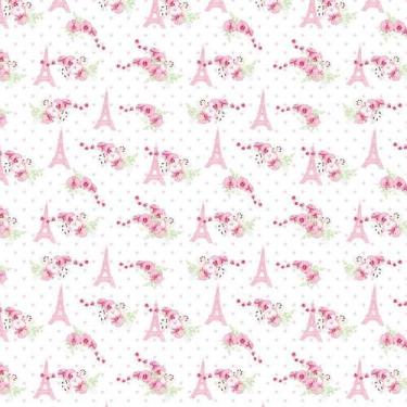 Imagem de Papel De Parede Rosa Claro Paris E Flores Autocolante Quarto - LRP