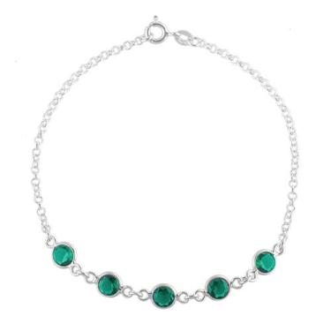 Imagem de Pulseira Feminina Pedra Zircônia Verde Prata 925 - DR Jóias