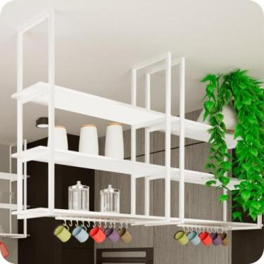 Imagem de Prateleira Estilo Industrial Suspensa Teto Cozinha 80cm B.B - MetalCro