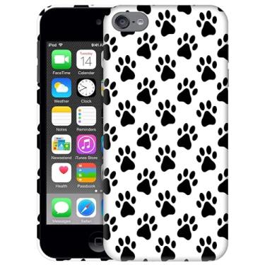 Imagem de SM CASES Capa para iPod Touch 7, capa para iPod Touch 6, capa para iPod Touch 5 - design com estampa de animal e pata de cachorro, capa de plástico rígido para iPod Touch 7/6/5.