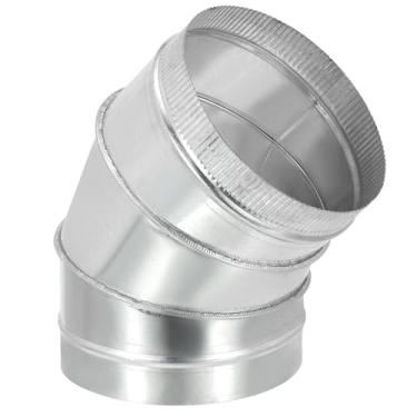 Imagem de PATIKIL Conector de tubo de duto de cotovelo de 20 cm OD 45 graus, conector ajustável de tubo de combustão de chaminé de ventilação HVAC, adaptador de ferro galvanizado para tubo de escape de