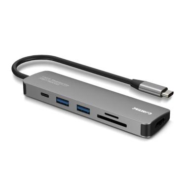 Imagem de Docking USB-C Multiportas Comtac Aluminium - 6 em 1 - USB-C USB-A 3.2 USB-A HDMI Slot SD e Micro SD