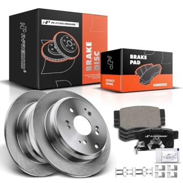 Imagem de A-Premium Rotores de freio a disco sólido traseiro de 304,5 mm + kit de pastilhas de cerâmica compatível com modelos selecionados Acura e Honda - RDX 2010-2018, CR-V 2005-2016, conjunto de 6 peças