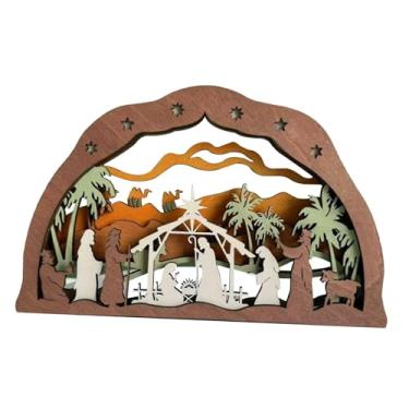 Imagem de Almencla Enfeite de Presépio de Natal História de Natal Conjunto de Presépio Único Artesanato de Madeira Lembranças de Presépio para Casa e Mesa