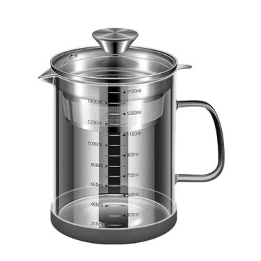 Imagem de BinaryABC Coador de iogurte, coador de leite de nozes, coador de alimentos para suco, bule de chá de vidro com coador de malha, jarra de chá gelado de aço inoxidável (1500 ml)