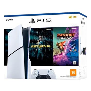 Imagem de Console Playstation 5 Midia Fisica Slim Branco 1tb Returnal E Ratchet E Clank Com Controle Sem Fio Dualsense Branco PlayStation 5