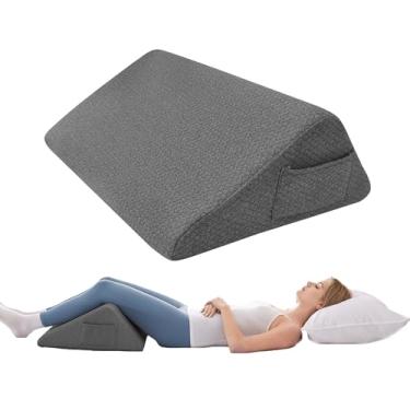 Imagem de Bedluxe Almofada de cunha de joelho, travesseiro de perna de espuma viscoelástica para dormir nas costas, almofadas de cunha para pernas pós-cirurgia, travesseiro triangular para suporte de joelho