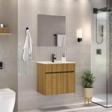 Imagem de Conjunto de Banheiro Completo com Gabinete Cuba e Espelheira 60cm Linha Patina Mel