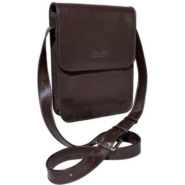 Imagem de Bolsa Carteiro Capanga Couro Legítimo Porta Tablet iPad Masculina Prof