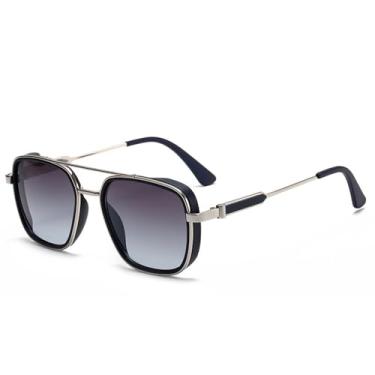 Imagem de HCHES Óculos de sol de metal masculino gradiente cor vintage óculos de sol pesca férias protetor solar montanhismo UV400,6,tamanho único