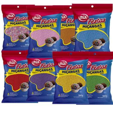 Imagem de Kit 4 Miçanga Para Bolos Decoração Cobertura Brigadeiros Docinhos Mix,