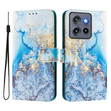 Imagem de Capa carteira para Motorola Moto Edge 50 Neo, 3 compartimentos para cartão, 1 compartimento para dinheiro, capa flip de couro PU com padrão fofo, capa com fivela magnética à prova de choque,