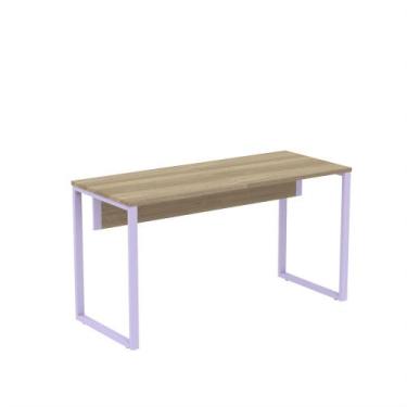 Imagem de Mesa Diretora Tubular P25 Pandin 1,50,6 M Noce Naturale e Lilas