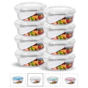 Imagem de Kit Conjunto 8 Potes Vidro Hermético Redondo Marmita Mantimentos 950ml