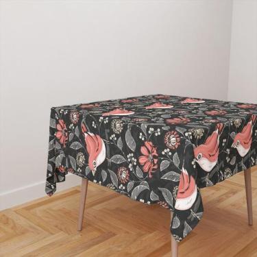 Imagem de Toalha De Mesa Quadrada 4 Lugares Tecido Oxford Flores - 140x140cm - C