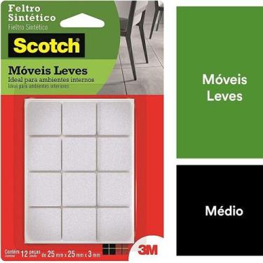 Imagem de Feltro Adesivo Cadeira Sofa Quadrado M 25MM com 12 SCOTCH 3M