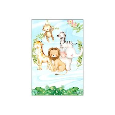 Imagem de Painel De Festa Vertical 1,50 x 2,20 - Safari Aquarela Fundo Azul 031 
