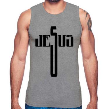 Imagem de Regata Jesus Cruz - Foca na Moda, Cinza, G