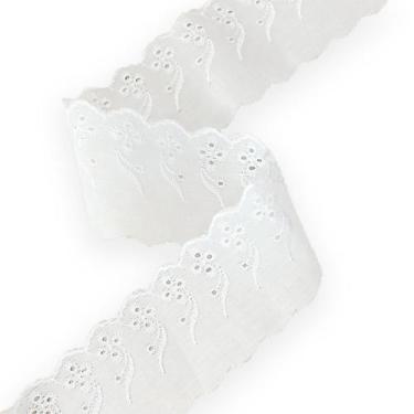 Imagem de Fita Lese Laise Bordado Inglês 7,5cm X 13,7m Branco - 3 Un - Têxtil Ba