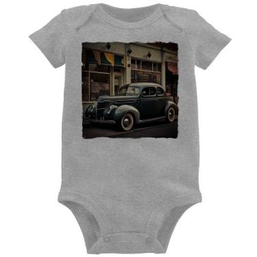 Imagem de Body Bebê Carro clássico na cidade - Foca na Moda, Cinza, GG