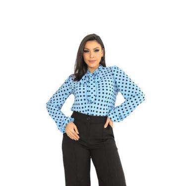 Imagem de Blusa feminina manga longa moda evangélica poa sku:bml18 - R.S MODAS, 