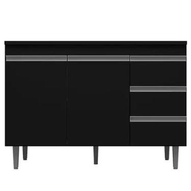 Imagem de Balcão de Pia 2 Portas Andréia 120 cm Preto Sem Tampo AJL Móveis