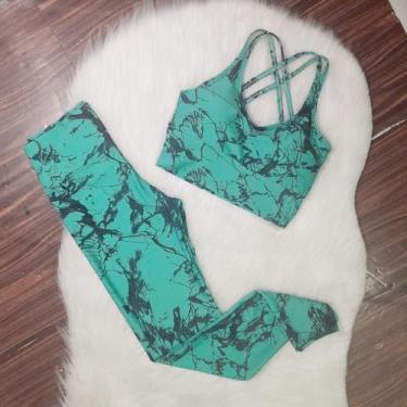 Imagem de Conjunto Legging Marmorizado Top Trançado Academia - BELLA FITNESS, Ve