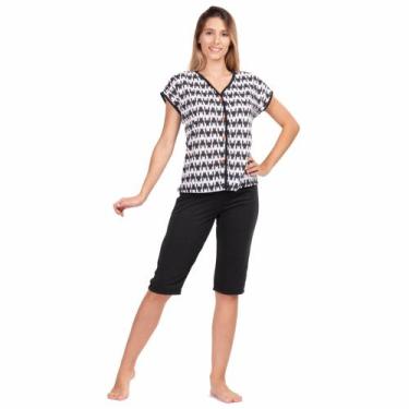 Imagem de Pijama Pescador Senhora Adulto Feminino Com Botão Premium - Prikéta Pi