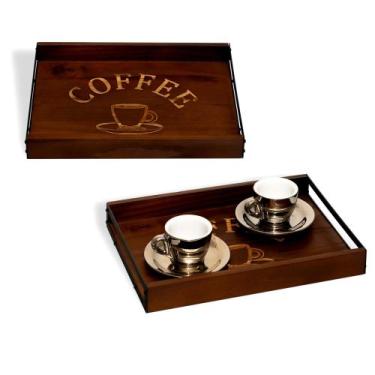 Imagem de Bandeja Decorativa de Café da Manhã de Madeira para Cantinho do Café G