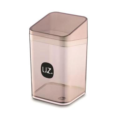 Imagem de Porta Algodao/Cotonete  Rosa Translucido De Plástico Acrílico Pia Banh